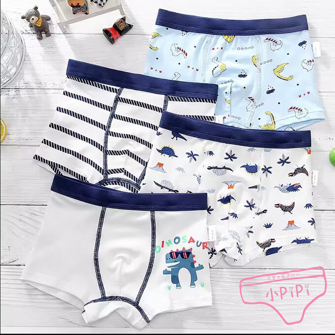 【小pipi】純棉兒童四角平口內褲4件組_男童_童趣恐龍_PB4001