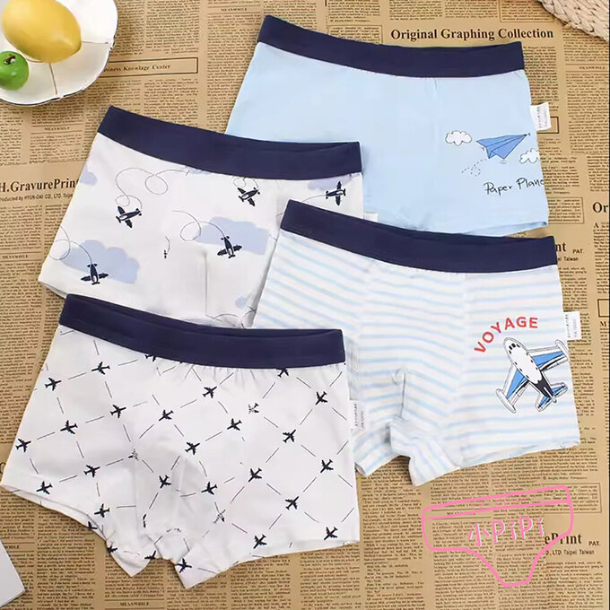 【小pipi】純棉兒童四角平口內褲4件組_男童_翱翔天空_PB4002