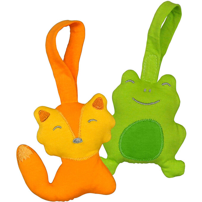 美國 green sprouts 小綠芽 寶寶有機棉玩偶掛飾2入組_狐狸青蛙_GS203090-1