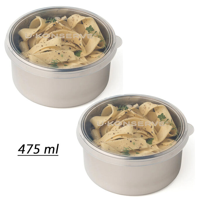 美國優康 U-Konserve 通過 LFGB 食品安全等級認證 / CPSIA 檢驗不鏽鋼保鮮盒/儲存盒兩件組 475ml_透明_UKC004-1