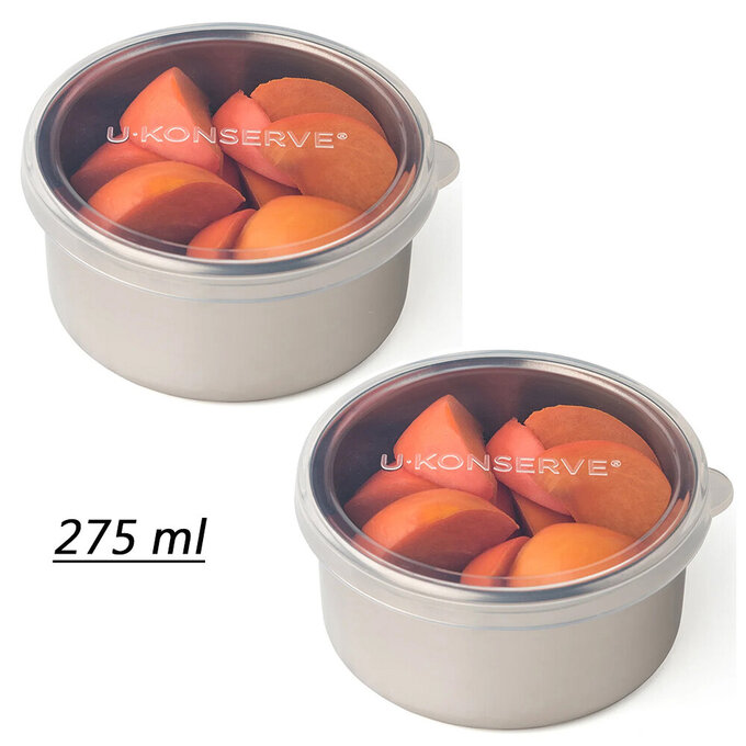 美國優康 U-Konserve 通過 LFGB 食品安全等級認證 / CPSIA 檢驗不鏽鋼保鮮盒/儲存盒兩件組 275ml_透明_UKC005-1