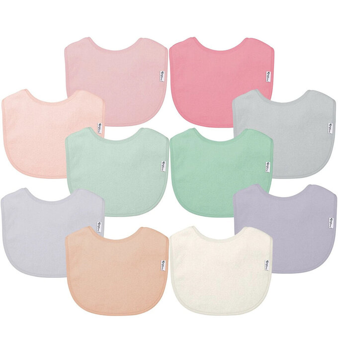 美國 green sprouts 小綠芽三層吸水/防水【口水巾圍兜】10入組_馬卡龍泡芙_GS101090-RS