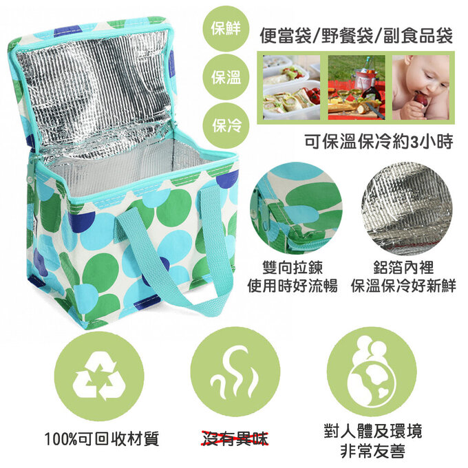 英國 Rex London 環保保溫袋/保冷袋/便當袋/野餐袋_藍綠雛菊_RL30421