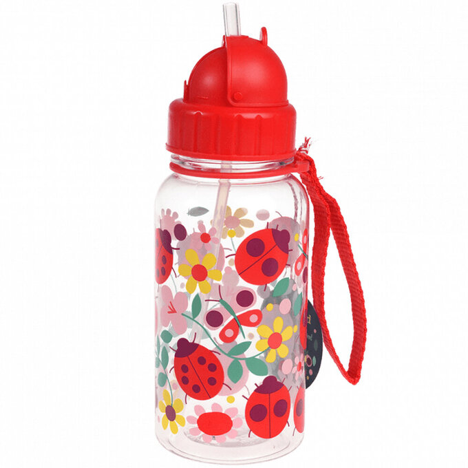 英國 Rex London 兒童 Tritan™ 吸管水瓶_瓢蟲花朵(500ml)_RL30080