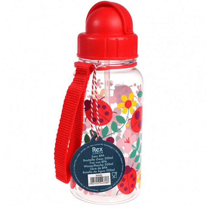 英國 Rex London 兒童 Tritan™ 吸管水瓶_瓢蟲花朵(500ml)_RL30080