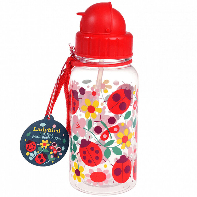 英國 Rex London 兒童 Tritan™ 吸管水瓶_瓢蟲花朵(500ml)_RL30080