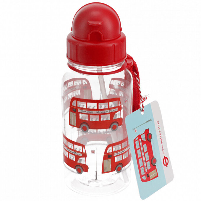英國 Rex London 兒童 Tritan™ 吸管水瓶_倫敦巴士(500ml)_RL30437