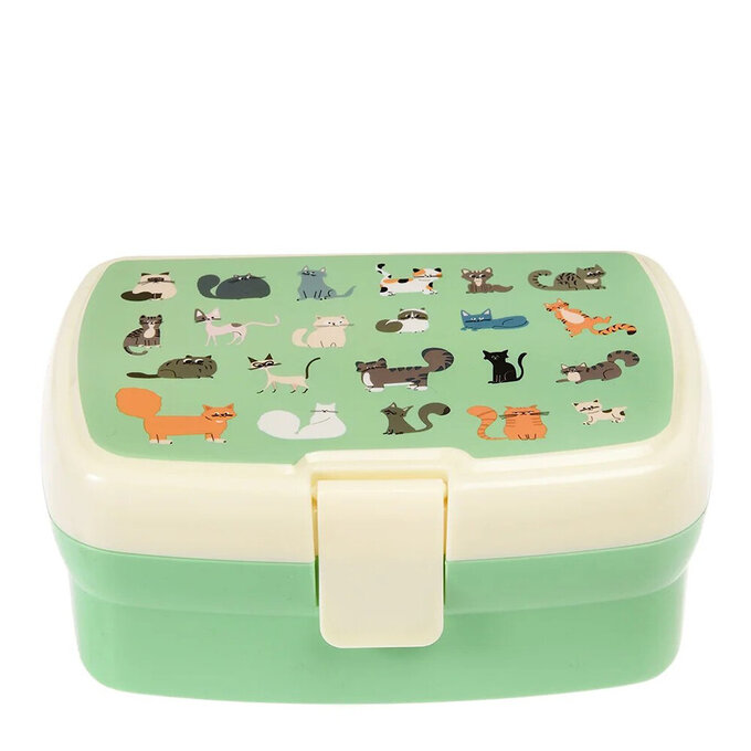 英國 Rex London 卡扣式兩層午餐盒/便當盒/野餐盒_萌貓樂園_RL29122