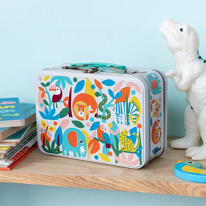 英國 Rex London 手提式文具專用鐵盒、家庭置物盒(不鏽鋼）_森林樂園_RL30837