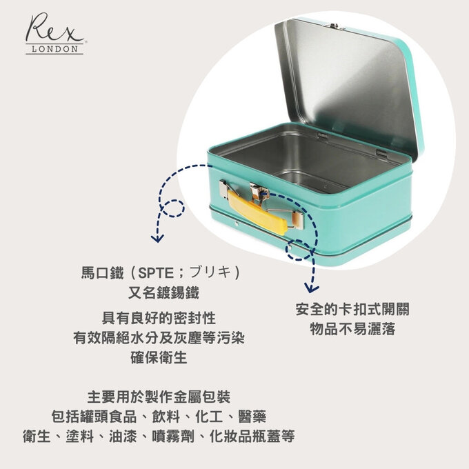 英國 Rex London 手提式文具專用鐵盒、家庭置物盒(不鏽鋼）_美麗花卉_RL30839