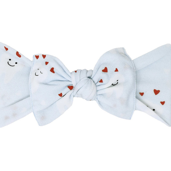 美國 baby bling 純手工極優雅細緻輕柔微彈性/毫無束縛感蝴蝶結髮帶/髮飾_印花經典款_微笑愛心(BBRK078)