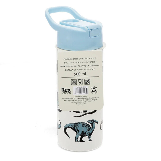 英國 Rex London 手提不鏽鋼兩用保溫/保冷彈蓋式水瓶(附吸管)_恐龍樂園(500ml)_RL30963