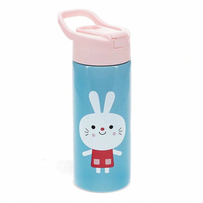 英國 Rex London 手提不鏽鋼兩用保溫/保冷彈蓋式水瓶(附吸管)_洛蒂朋友們(500ml)_RL30968