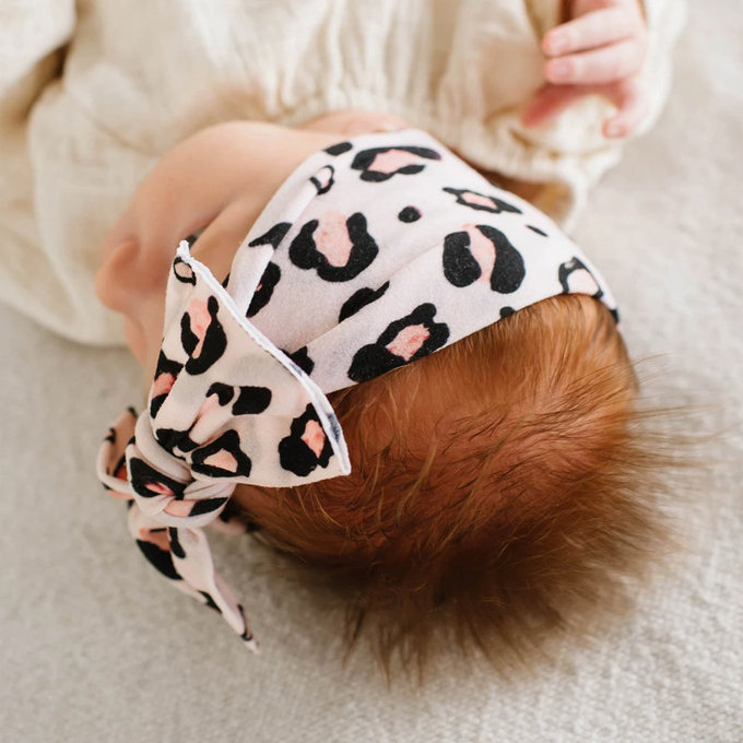 美國 baby bling 純手工極優雅細緻輕柔微彈性/毫無束縛感蝴蝶結髮帶/髮飾_印花經典款_小野貓(BBRK081)