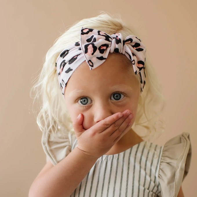 美國 baby bling 純手工極優雅細緻輕柔微彈性/毫無束縛感蝴蝶結髮帶/髮飾_印花經典款_小野貓(BBRK081)