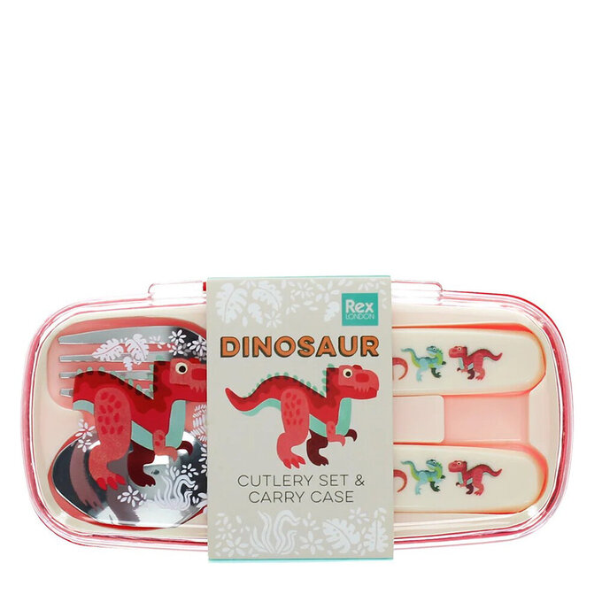 英國 Rex London 幼兒/兒童餐具2入組(附收納盒)_恐龍寶寶_RL30943