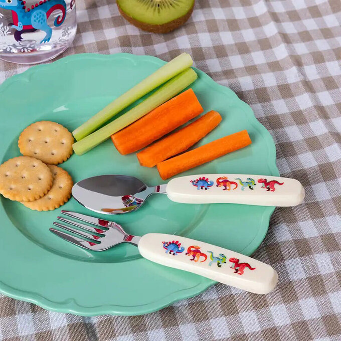 英國 Rex London 幼兒/兒童餐具2入組(附收納盒)_恐龍寶寶_RL30943