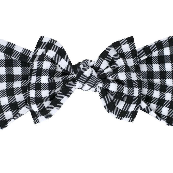 美國 baby bling 純手工極優雅細緻輕柔微彈性/毫無束縛感蝴蝶結髮帶/髮飾_印花經典款_優雅方格(BBRK082)