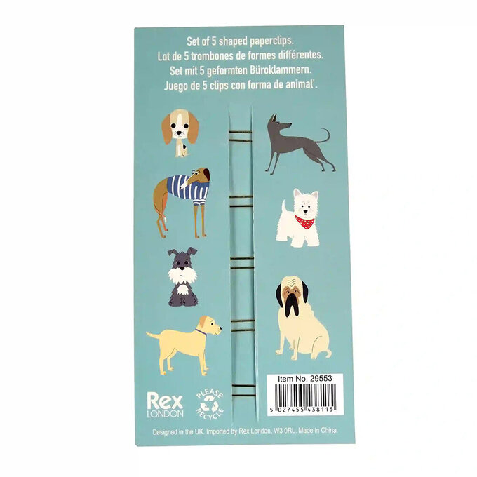 英國 Rex London 動物造型迴紋針 書夾 書籤 5 入組_萌狗樂園_RL29553