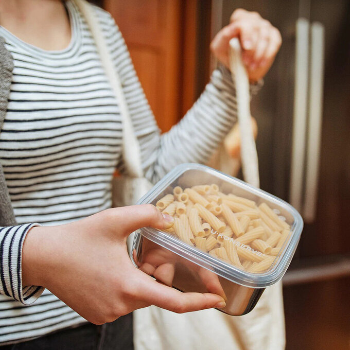 美國優康 U-Konserve 方形防漏鉑金級矽膠保鮮盒蓋 900ml_透明兩入組_UKL002-1