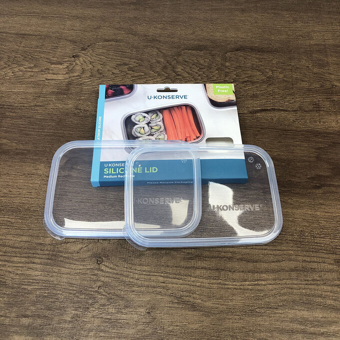 美國優康 U-Konserve 長形防漏鉑金級矽膠保鮮盒蓋 750ml_透明兩入組_UKL004-1