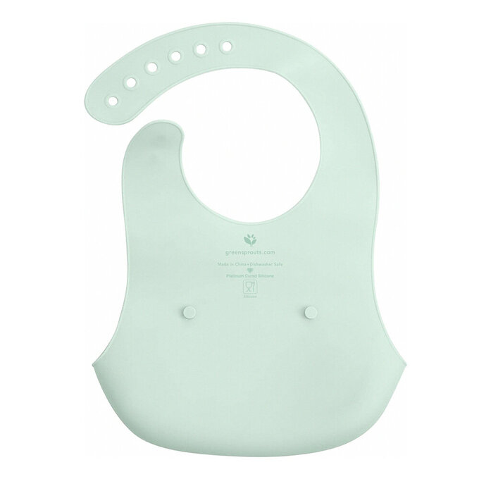 美國 green sprouts 小綠芽矽膠立體圍兜/防掉落食物袋單入組_蒂芬尼綠_GS101400-LG