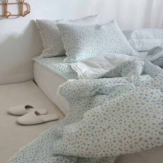 [韓國 Habby&Deco] Annecy雪波紋夏季被單/韓國被/涼感被/透氣被/雙面被-文青藍_HH072