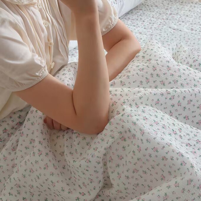 [韓國 Habby&Deco] Annecy雪波紋夏季被單/韓國被/涼感被/透氣被/雙面被-文青粉_HH073