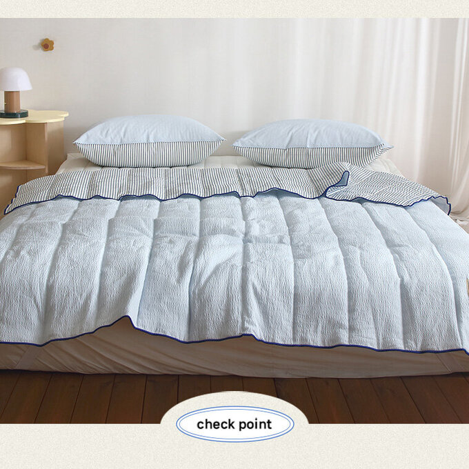 [韓國 Habby&Deco] Yuno雪波紋泡泡紗涼感雙面被/四季被/涼感被/透氣被-薄荷綠_HH075