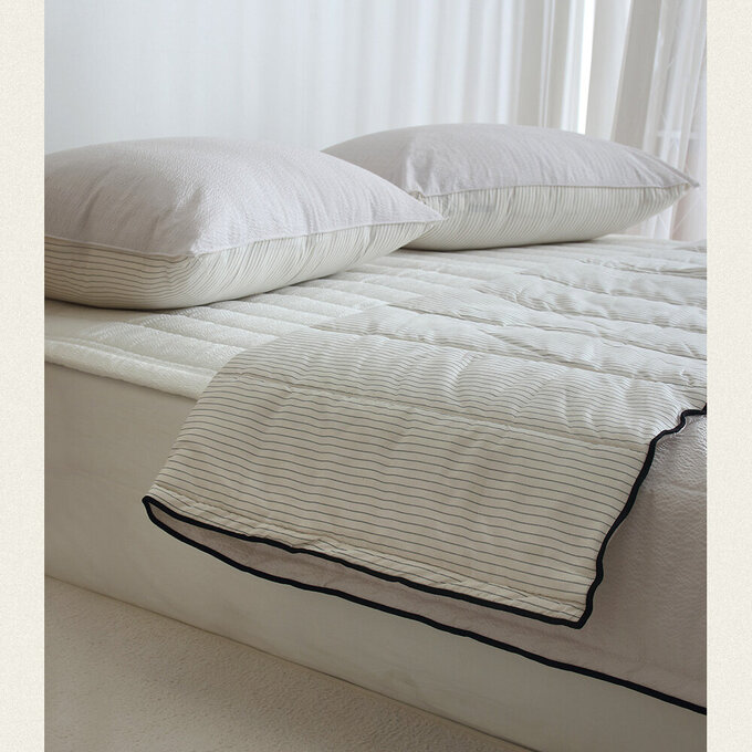 [韓國 Habby&Deco] Yuno雪波紋泡泡紗涼感雙面被/四季被/涼感被/透氣被-牛奶白_HH076