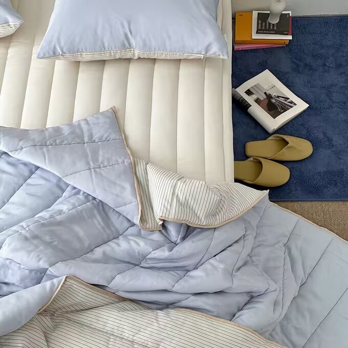 [韓國 Habby&Deco] Breeze竹纖維涼感雙面被/四季被/韓國涼被/韓國棉被-牛奶藍_HH077