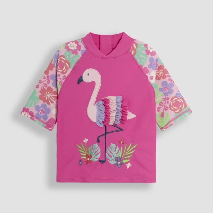 英國 JoJo Maman BeBe 嬰幼兒/兒童兩件式防曬泳裝_火烈鳥_JJL5460