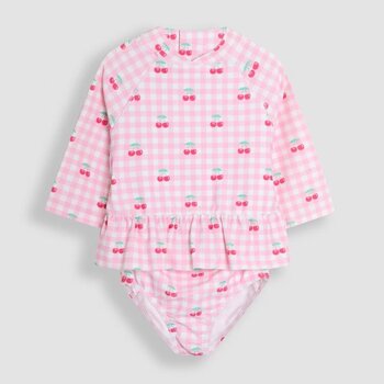 【預購，6/20 到貨】英國 JoJo Maman BeBe 嬰幼兒/兒童兩件式防曬泳裝_甜蜜櫻桃_JJL5470-