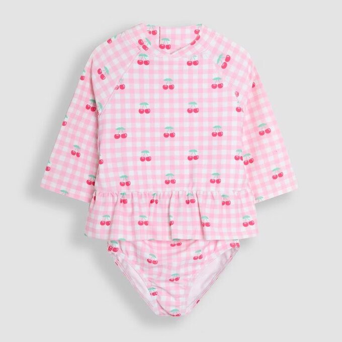 英國 JoJo Maman BeBe 嬰幼兒/兒童兩件式防曬泳裝_甜蜜櫻桃_JJL5470