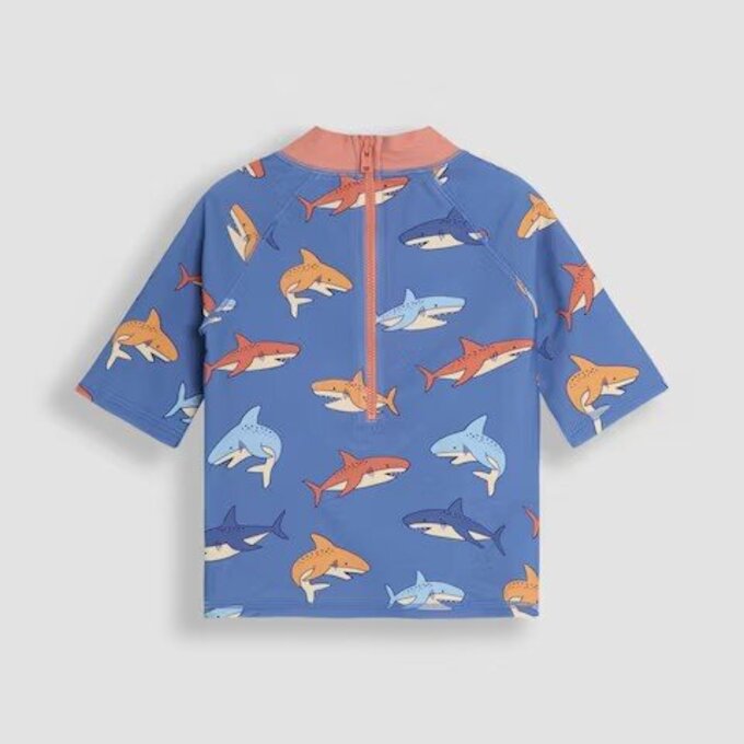 英國 JoJo Maman BeBe 嬰幼兒/兒童兩件式防曬泳裝_鯊魚戲水_JJL5521