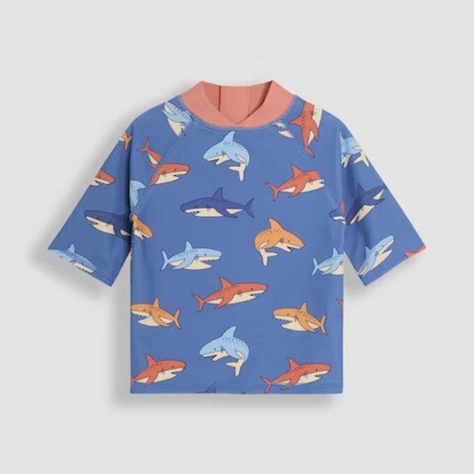 英國 JoJo Maman BeBe 嬰幼兒/兒童兩件式防曬泳裝_鯊魚戲水_JJL5521