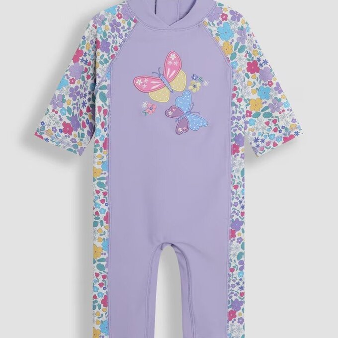 英國 JoJo Maman BeBe 嬰幼兒/兒童連身式防曬泳裝_蝴蝶翩飛_JJL5440