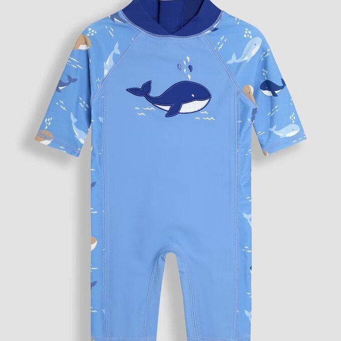 英國 JoJo Maman BeBe 嬰幼兒/兒童連身式防曬泳裝_可愛鯨魚_JJL5498