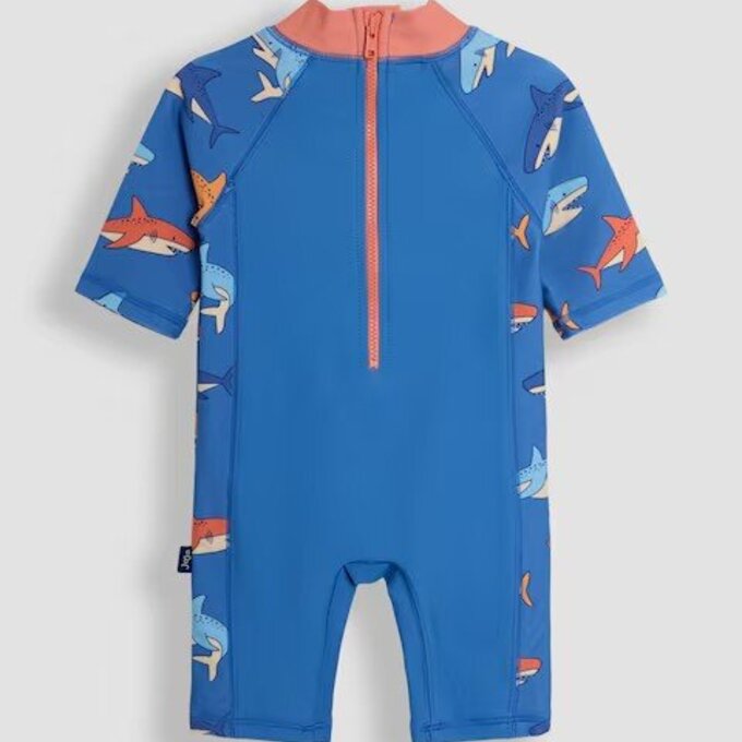 英國 JoJo Maman BeBe 嬰幼兒/兒童連身式防曬泳裝_鯊魚群_JJL5501
