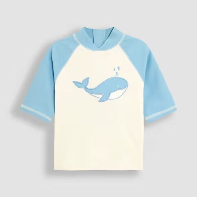 英國 JoJo Maman BeBe 嬰幼兒/兒童兩件式防曬泳裝_鯨魚玩耍_JJL5526