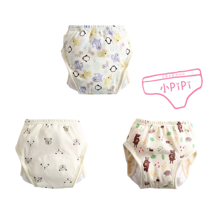 【小pipi】純棉兒童八層防側漏學習褲/訓練褲3入組_小熊&企鵝_PL018