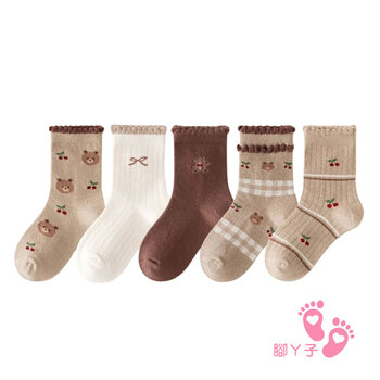 【腳ㄚ子】幼/兒童棉質中筒襪_熊熊花園_ilbG017-