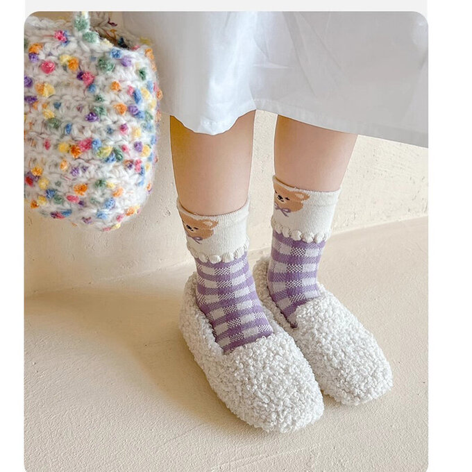 【腳ㄚ子】幼/兒童棉質中筒襪_紫色花園_ilbG022