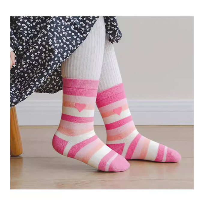 【腳ㄚ子】幼/兒童棉質中筒襪_粉嫩愛心_ilbG023
