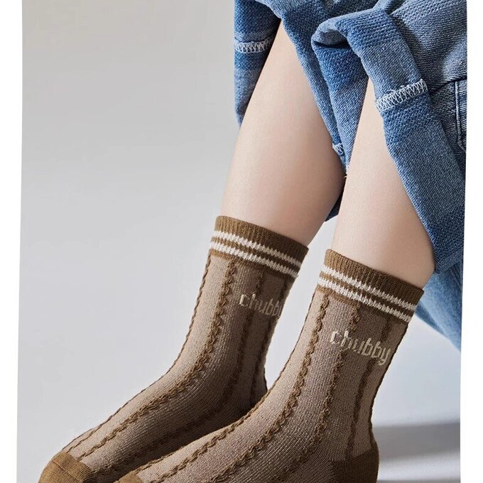 【腳ㄚ子】幼/兒童棉質中筒襪_咖啡米熊_ilbG026