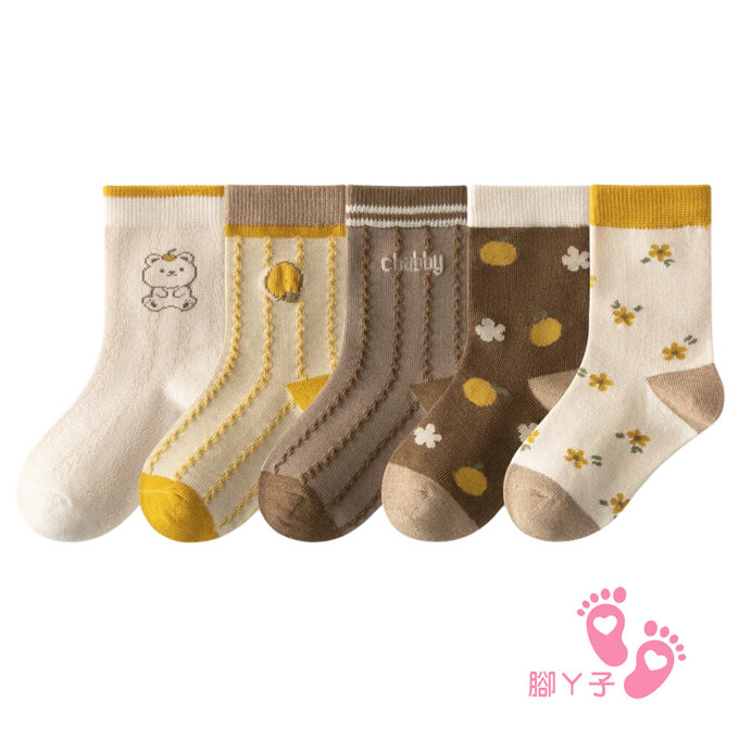 【腳ㄚ子】幼/兒童棉質中筒襪_咖啡米熊_ilbG026