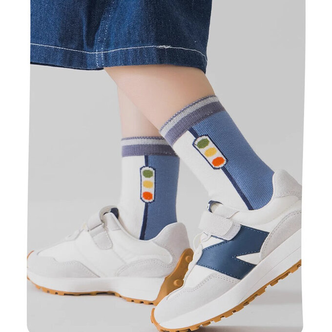 【腳ㄚ子】幼/兒童棉質中筒襪_藍色汽車 _ilbB023