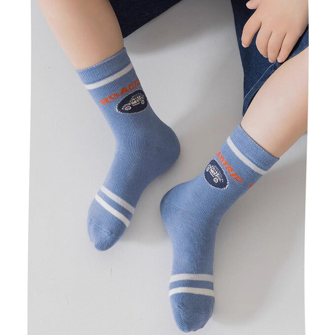 【腳ㄚ子】幼/兒童棉質中筒襪_藍色汽車 _ilbB023