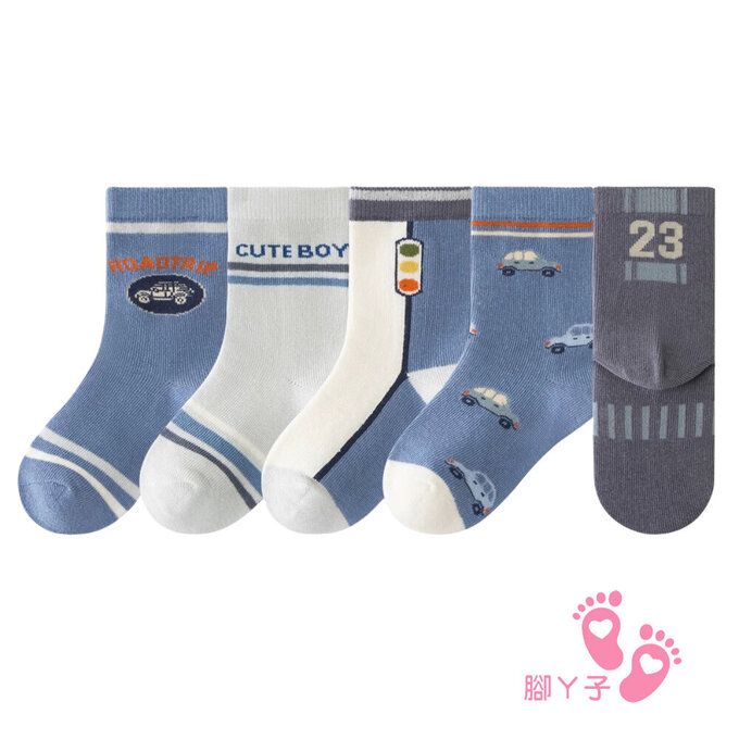 【腳ㄚ子】幼/兒童棉質中筒襪_藍色汽車 _ilbB023