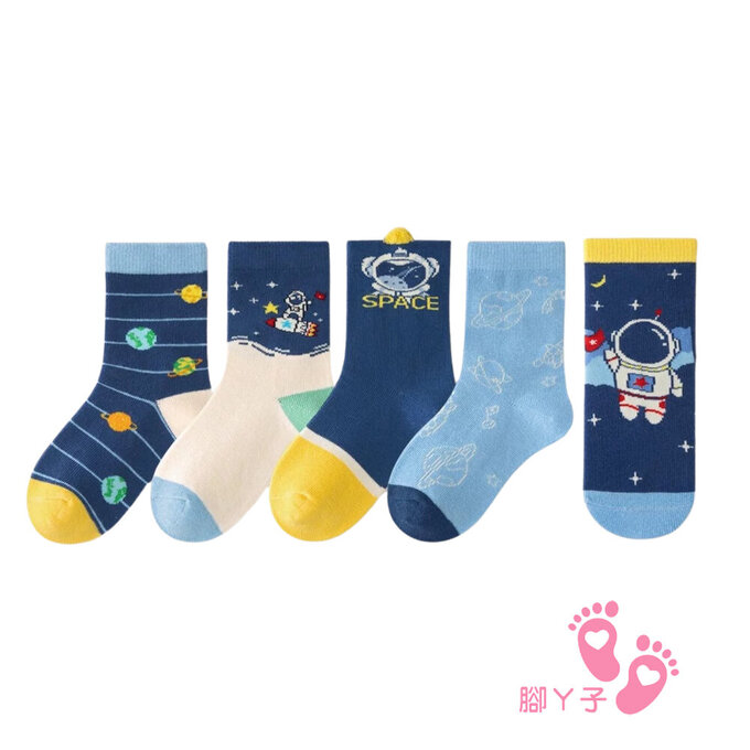 【腳ㄚ子】幼/兒童棉質中筒襪_ 太空世界_ilbB025